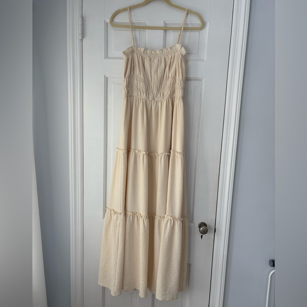Astr Cream Tiered Maxi Dress